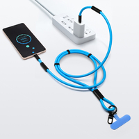 Nuevo Diseño de Cable de Datos Retráctil con Cordón Ajustable para Colgar en el Cuello, Tipo-C, 60W PD, Cable de Carga Rápida para Teléfono Móvil y Computadora