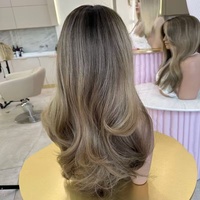 Highlight Ash Blonde Color 13X4 Peluca de cabello humano frontal de encaje Cutícula alineada Cabello humano Glueless Peluca con malla frontal de onda natural
