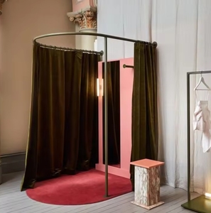 Quần Áo Cửa hàng bán lẻ sang trọng hiện đại phòng thay đồ thay đổi phòng kim loại di động Boutique phù hợp phòng với rèm - Product Image 1