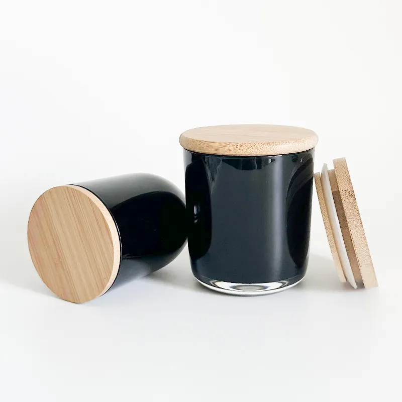 Copo vela unique personnalisé 10oz noir clair apothicaire automne vide bougie conteneur en gros avec couvercles