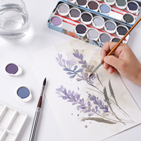 Ensemble de peinture à l'aquarelle semi-solide opaque Fontainebleau 24 couleurs, peinture à l'aquarelle granulante professionnelle pour la peinture artistique