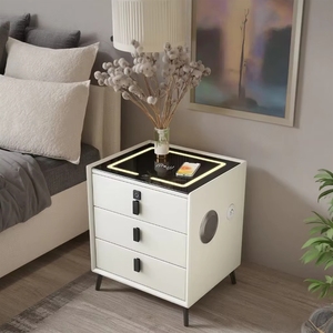 VL Modern LED Smart <strong>Bedside</strong> <strong>Table</strong> <strong>Antique</strong> Leather Wireless Charging Nightstand Bedroom Hotel Factory Sale Home Living Room - Product Image 6