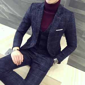 Conjunto de Material de lana a cuadros de caballero inglés de gran tamaño <span class=keywords><strong>para</strong></span> hombre, conjunto de 3 piezas de <span class=keywords><strong>boda</strong></span> <span class=keywords><strong>para</strong></span> novio y novia <span class=keywords><strong>para</strong></span> hombre - Product Image 5