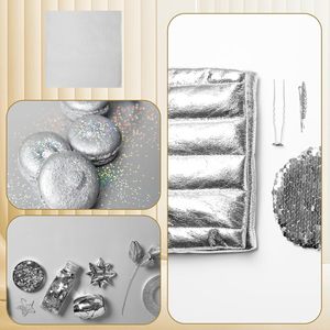 11*11CM 100% <span class=keywords><strong>argent</strong></span> pur papier à feuilles mobiles pour gâteau vin Dessert glace nourriture décoration comestible véritable <span class=keywords><strong>feuille</strong></span> d'<span class=keywords><strong>argent</strong></span> - Product Image 4