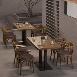 Stile tradizionale retrò sedia ristorante cafe <span class=keywords><strong>rattan</strong></span> sedia da pranzo in legno massello moderna coffee shop tavoli e sedie - Product Image 6