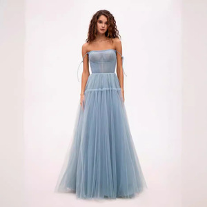 Vestido de Noche Largo de Organza con Hombros Descubiertos, Cintura Imperio y Capa Transparente, Moda Femenina, Estilo Primavera Verano 2024 - Product Image 1
