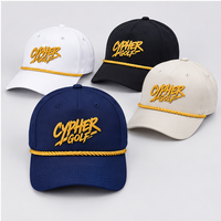 Casquette de baseball en coton lavé pour homme, multicolore, classique, à visière incurvée, avec logo brodé 3D personnalisé et décor en corde torsadée