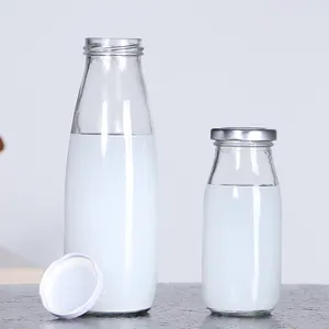 Großhandel benutzerdefiniertes leeres durchsichtiges glas milch-glas klassische milchprodukte getränk-flaschen mit verschluss