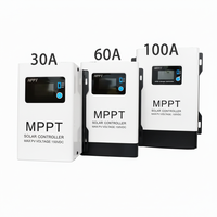 Contrôleur de charge solaire MPPT 30A/60A/100A pour batteries au plomb-acide/lithium/LiFePO4 12V/24V/48V, efficacité de 98%-99%, solaire hors réseau