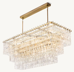 Design americano lampadari rettangolari moderni di lusso sala <span class=keywords><strong>da</strong></span> pranzo <span class=keywords><strong>ingresso</strong></span> soffitto alto in ottone K9 <span class=keywords><strong>lampadario</strong></span> di cristallo - Product Image 3