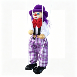 Marioneta de payaso personalizada, marioneta de payaso con cordones, muñeco marioneta de payaso, juguete marioneta de payaso, marioneta de payaso de madera - Product Image 3