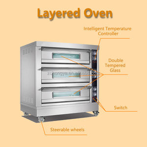 فرن غاز بثلاث طبقات وست صواني، فرن بخاري لخبز الخبز للاستخدام التجاري، فرن متعدد الطبقات - Product Image 2