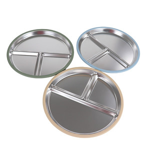 Assiettes à ventouse personnalisées <span class=keywords><strong>en</strong></span> acier inoxydable pour bébé, assiettes divisées de 9 pouces pour tout-petits avec manchons <span class=keywords><strong>en</strong></span> <span class=keywords><strong>silicone</strong></span> amovibles pour enfants - Product Image 6