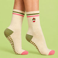 Kaos Kaki Olahraga Pilates Anti Selip dengan Logo Bordir Stroberi Custom Terbaru