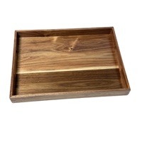 Plateau de service en bois d'acacia avec poignées, plateau rectangulaire en bois pour café, nourriture et cuisine