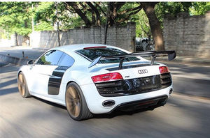 P-PI Style <strong>Carbon</strong> <strong>Fiber</strong> Universal <strong>Spoiler</strong> GT Rear Wing With Base Panel Plate For Audi R8 V8 V10 2008-2015 - Product Image 4