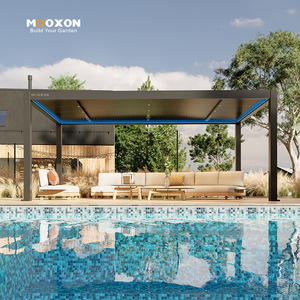 Pergola à toit fixe avec drainage intégré, éclairage LED contrôlé par application et conception de couverture de patio sur mesure - Product Image 4