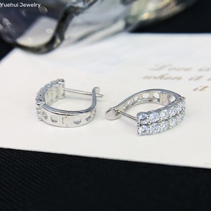 18k纯白金VVS Def 2排0.97 Ct实验室为女性种植钻石耳环 - Product Image 2