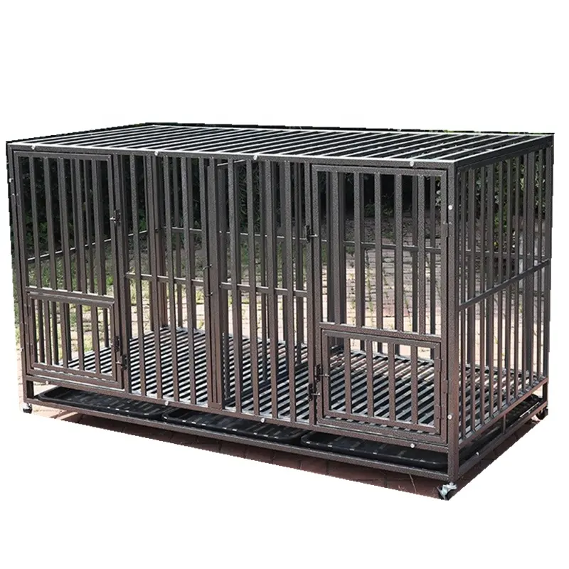 Köpek kulübesi kafesleri katlanabilir yetişkin satılık büyük köpekler açık güçlü paslanmaz çelik kapalı Metal tel katlanır sandık kafesi Pet