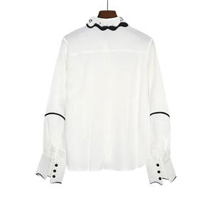 Nouveau collier de <span class=keywords><strong>montre</strong></span> pour femmes Design Sense Blouse femmes chemisier blanc imprimé Niche chemisier noir et blanc - Product Image 2