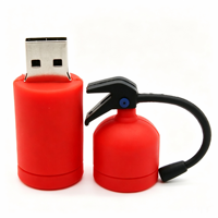 Regalo Publicitario, Memoria USB 2.0 3.0 con Logotipo 3D de Goma PVC, Diseño de Extintor de Incendios, 16GB, Regalo Creativo, Pendrive Promocional