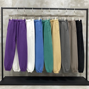2022 New style mens warm heavyweight fleece 380gsm casual stacked sweatpants acid wash hoodies and sweat pants set
