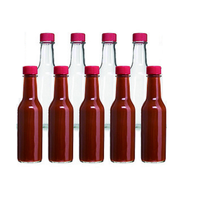 Bouteille en verre de 150 ml (5 oz) ou 240 ml (8 oz) pour sauce tomate, sauce piquante, sauce chili, vinaigrette, avec insert verseur et bouchon noir scellé