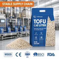Litière pour chat en tofu écologique, absorption rapide, forte absorption, faible émission de poussière, fabricant, approvisionnement en vrac, OEM, étiquette privée