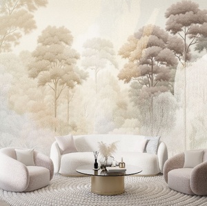 Papel Tapiz Autoadhesivo Moderno con Relieve, Impermeable, Botánico, Abstracto, Mural Artístico de Paisaje Forestal Nostálgico, Fácil de Instalar en Dormitorios y Salas de Estar - Product Image 2