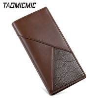 Dompet Pria TAOMICMIC Panjang dengan Nuansa Mewah, Ultra Tipis Bermotif Kulit Buaya, Kancing Tekan, Multi-Kompartemen untuk Koin