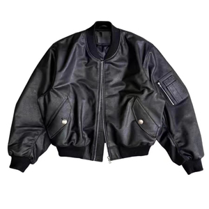 جاكيت بومبر مبطن من الجلد المصنفر محترق مخصص من جلد البقر المحروق للبيع بالجملة - Product Image 1