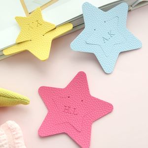 Personalized PU Leather Cute Star <b>Bookmark</b> Custom Initials Mixed Colors Unique Page Marker Corner Reading Education <b>Gifts</b> - Product Image 1