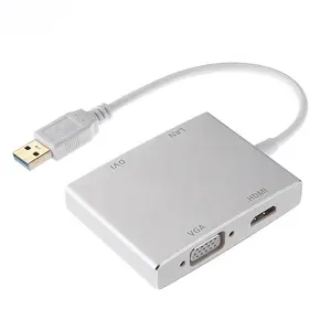 4 IN 1 USB per Video HDMI VGA DVI RJ45 Ethernet Adapter Converter per Monitor Multipli e Windows 7 8 10 e Mac OS X, ecc