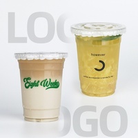 Gobelets jetables en PET pour boissons froides, 12/14/16 oz, pour café glacé et bubble tea, avec couvercles, personnalisables pour les importateurs de marques de boissons