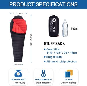 Sac de couchage momie ultraléger en duvet de canard, une personne, étanche, en nylon 20D400T, pour randonnée, <span class=keywords><strong>camping</strong></span>, été - Product Image 3