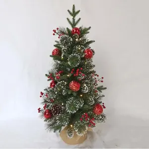 2024 New Prety Mini Pine Needle Tabletop Christmas Tree Wholesale Snow Glitter Christmas Tree Decoration
