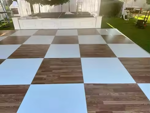 Plancher de danse de haute qualité 3*3 pieds avec système Cam-lock, imperméable, pour utilisation en extérieur et en intérieur, pour événements, mariages, en bois blanc à carreaux, noir - Product Image 6
