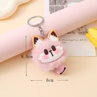 Porte-clés créatif en forme de chat porte-bonheur avec boule de fourrure, motif visage de chat, pour sac, pendentif, clé de voiture, cadeau, vente en gros, fabriqué en Chine