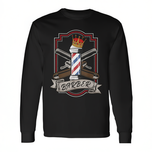 Camiseta de manga larga con diseño de Barber Pole Vintage Razors, diseño genial para peluquero - Product Image 2