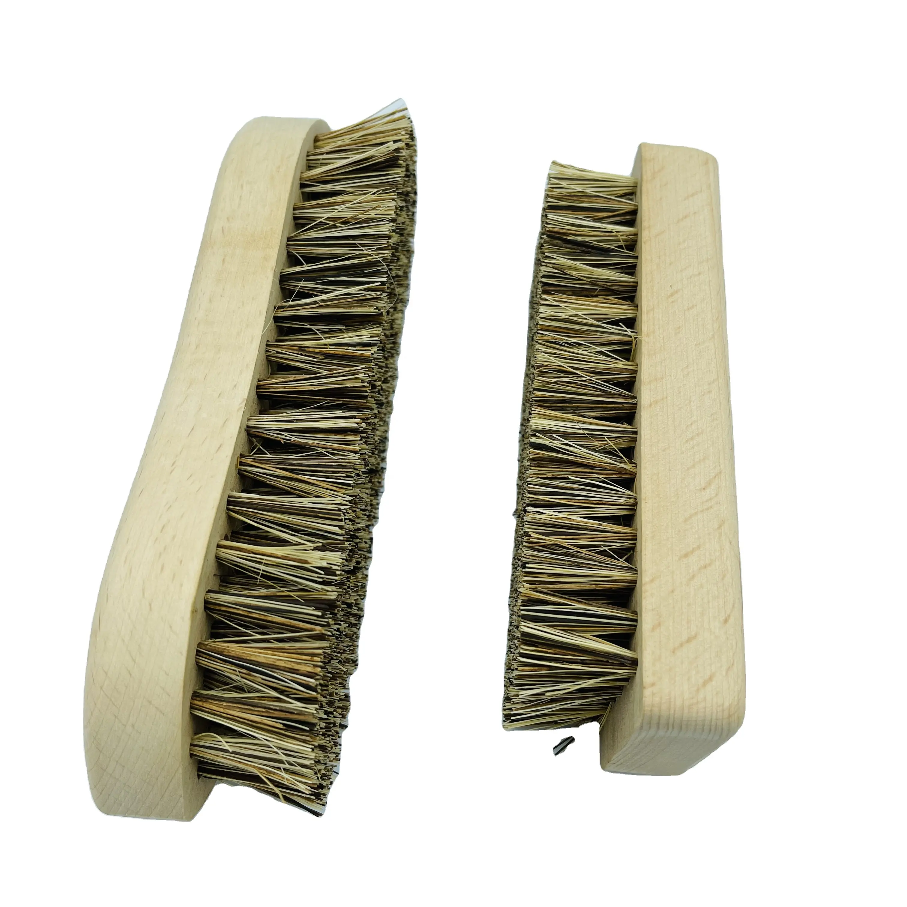 custom natural bristles shoe and clothes cleaner flat wood handle brush with sisal palm coconut fiber washing tool