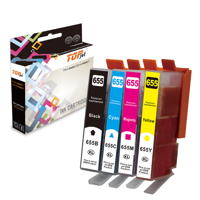 Topjet 655XL 655 XL Premium Compatible Color Inkjet Ink Cartridge for HP Deskjet 4615 5525 4625 6525 Printer