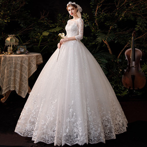Nouvelle <span class=keywords><strong>Robe</strong></span> de Mariée Simple en Dentelle Française pour Femmes Enceintes Minces de Petite Taille Style Moderne Promotion <span class=keywords><strong>Printemps</strong></span> Mariages - Product Image 4