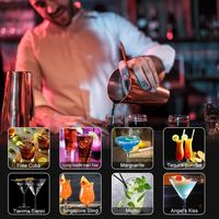 Ensemble d'articles promotionnels pour bar, kit de mixologie pour barman, shaker à cocktails en acier inoxydable réutilisable, multi-capacités, couleur personnalisée