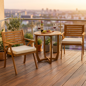 Outdoor Wood Garden Chair Cushioned Patio <b>Dining</b> Seat Slatted Back <b>Armchair</b> for Yard Patio - Product Image 3