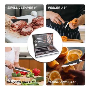 Juego de 6 Cuchillos de Cocina de Acero Inoxidable con Mango con Patrón de Grano de Madera, Herramienta de Corte y Pelado, Tijeras, Venta Caliente - Product Image 2