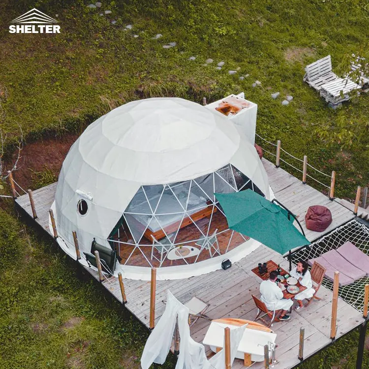 Outdoor-Kuppel zelt für Restaurant Outdoor-Essen Glamping Domos Para Glamping Fertighaus geodätisches Luxushotel Iglu Kuppel Hauszelt