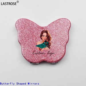 Miroirs en forme de <span class=keywords><strong>papillon</strong></span> Miroir pliant à main Double face Mini miroir de maquillage de poche Cadeau de haute qualité Vente chaude - Product Image 1