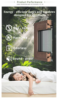 Ventana Abatible de Aluminio y Madera de 88 mm con Vidrio Templado, Diseño de Persiana, Malla de Seguridad Interior para Hoteles