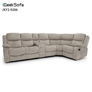 Sofá Seccional Reclinable Manual de <span class=keywords><strong>5</strong></span> Plazas con Consola, Tapizado en Microfibra, Estilo Moderno, Marca Geeksofa, para Sala de Estar - Product Image 1