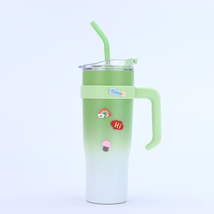 Gobelet isotherme de 40 oz avec poignée et paille en acier inoxydable - Gobelet à double paroi isolé sous vide - Product Image 2